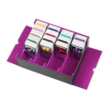Magnetic PU Leather Card Storage Box 4 Grid Large Capacity Trading Card Organizer Holder for PTCG TCG CCG OCG Collectible Game Sports Cards