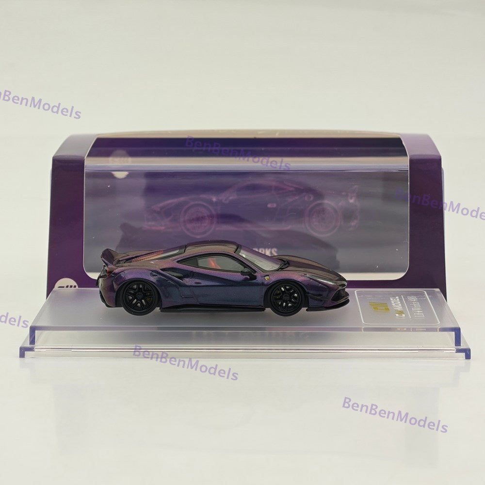 1:64 CM Ferrari LB 488 Widebody Purple Super Racing Sports Model Diecast Car