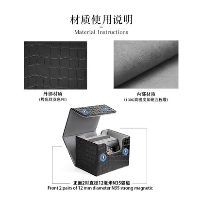 Magnetic Flip PU Card Deck Box Croc Grain Side Insert Trading Card Storage Box For Collectible Cards