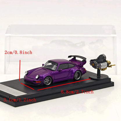 STREET WARRIOR SW 1:64 RWB 964 Purple Classic Sports Model Diecast Metal Car Limited Collection