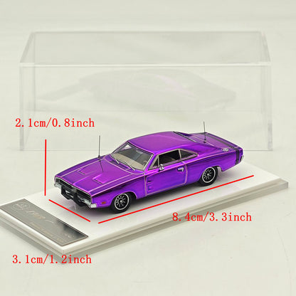 LS Model 1:64 Chargr 1969 Classic Muscle Car Chrome Purple&Chrome Illusion Edition Diecast Model Car Collection