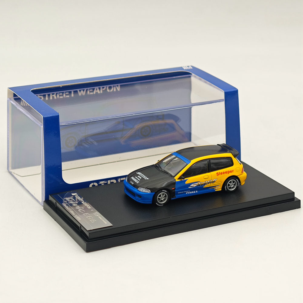 ミニカー 1/64 street weapon Civic STREET WEAPON 1/64 Honda Civic EG6 Yellow Diecast Models Car