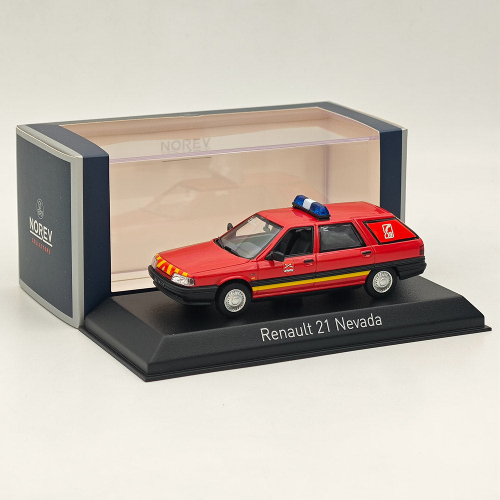 1/43 Norev Renault 21 Nevada 1991 Pompiers Pompiers-VTULE Modèle Moulé Sous Pression Rouge 
