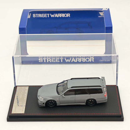 1:64 Street Weapon Nissan Stagea Skyline GT-R R34 Wagon Racing Gray Diecast Car