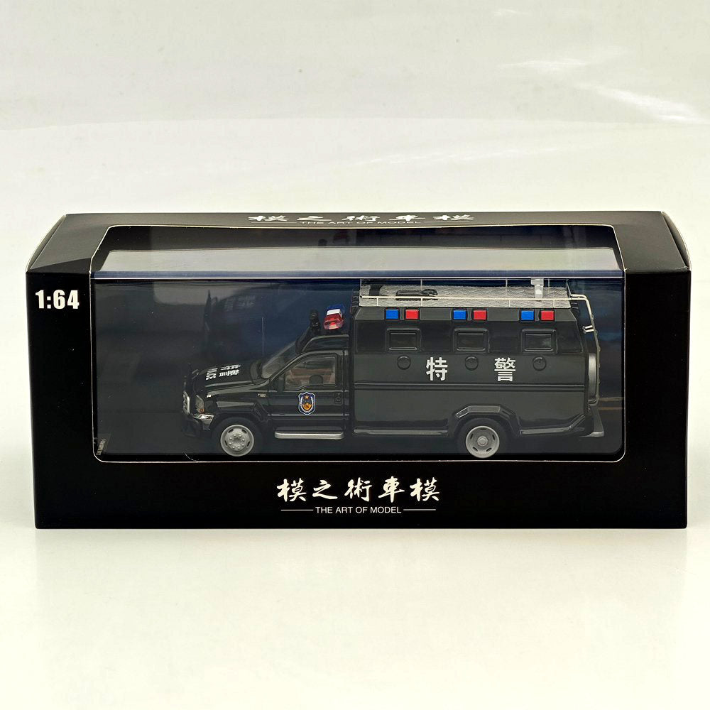 The Art of Model 1:64 F550 Super Duty Anty-Riot Personnel Carrier Black SWAT Livery Diecast Model Car