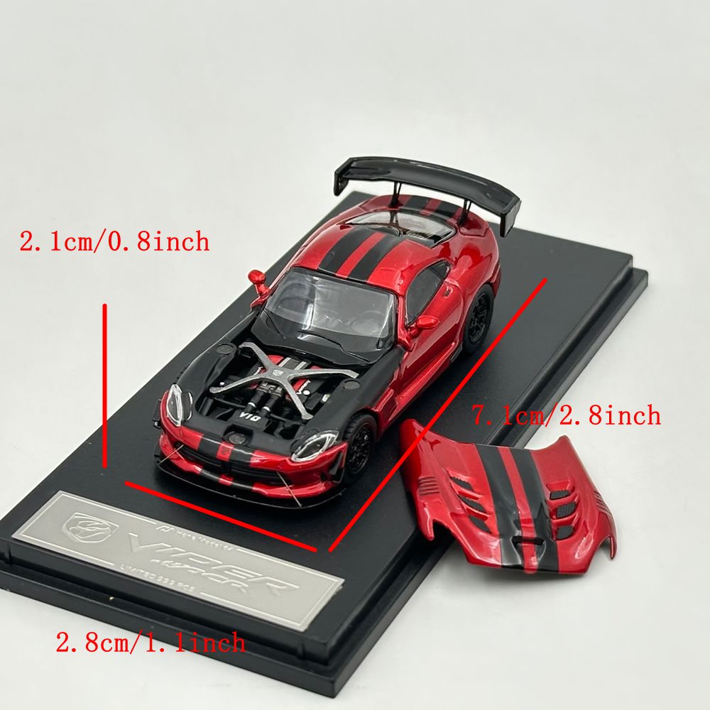 Hone Model 1/64 Viper MK3 ACR Magnetic Hood Racing Sports Diecast Model Car