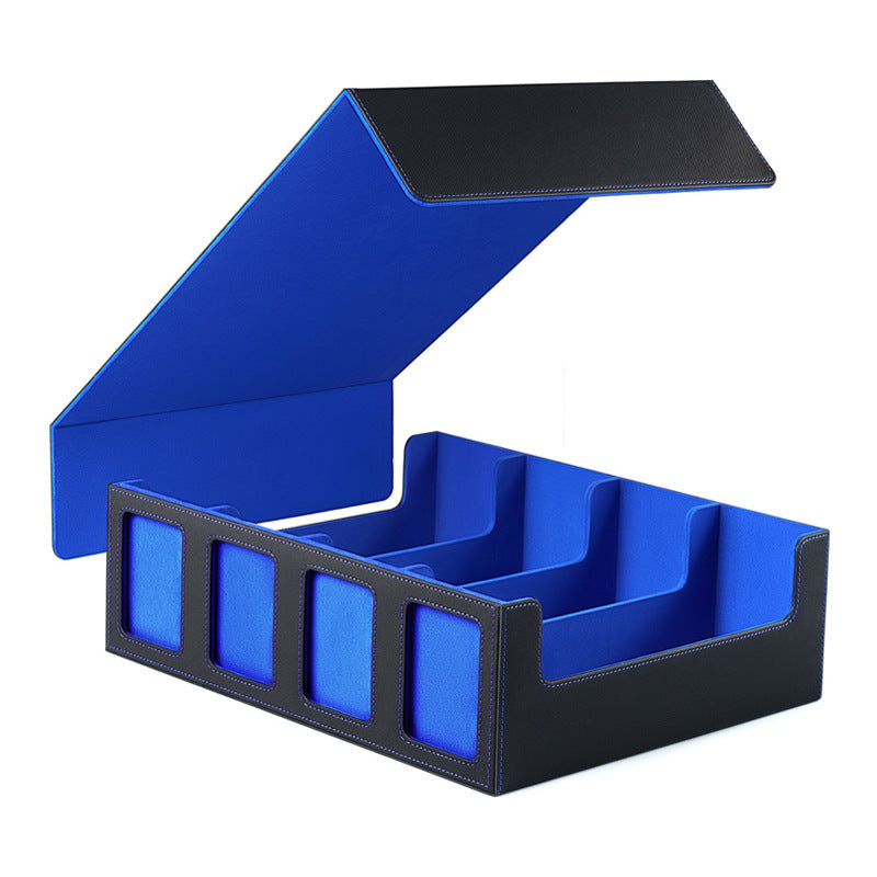 Large Capacity 4 Compartment Magnetic PU Card Storage Box with Display Windows Holds 3000+ TCG Trading Cards Deck Box