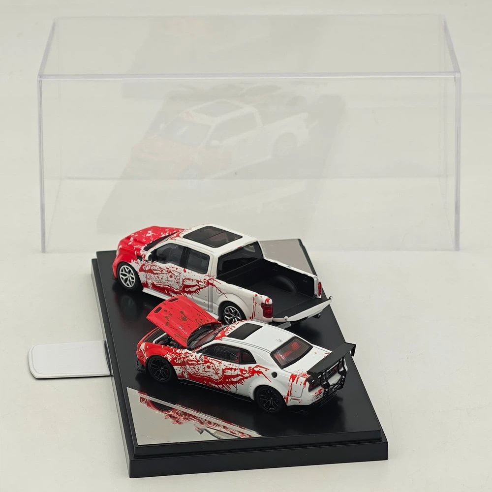 SH x ICHEMO 1:64 Shelby F150 & SRT Hellcat Red White Splash Double Set Diecast Model Car