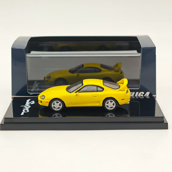 Hobby Japan 1/64 Toyota SUPRA RZ JZA80 with Active Spoiler Parts Yellow HJ642042Y Diecast Models Car Collection