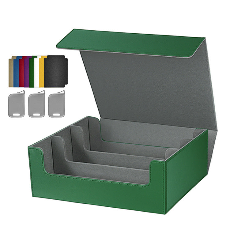 3 Grid PU Leather Magnetic Trading Card Storage Box 1800+ Cards with Separators