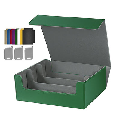 3 Grid PU Leather Magnetic Trading Card Storage Box 1800+ Cards with Separators