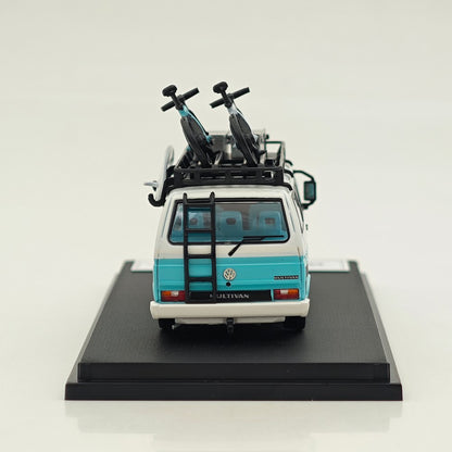 Mortal 1/64 Alloy Car Model - Lowrider Volkswagen T3, Tiffany Blue & White/Orange & Pink/Chocolate Bueno Color, 999 Units Limited, with Accessories