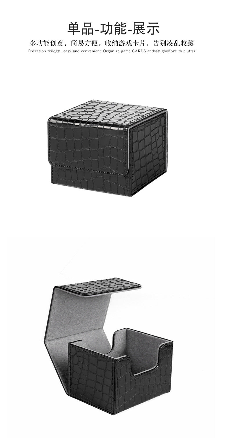 Magnetic Flip PU Card Deck Box Croc Grain Side Insert Trading Card Storage Box For Collectible Cards