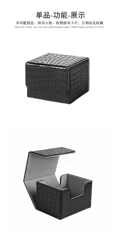 Magnetic Flip PU Card Deck Box Croc Grain Side Insert Trading Card Storage Box For Collectible Cards