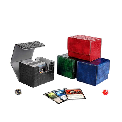 Magnetic Flip PU Card Deck Box Croc Grain Side Insert Trading Card Storage Box For Collectible Cards