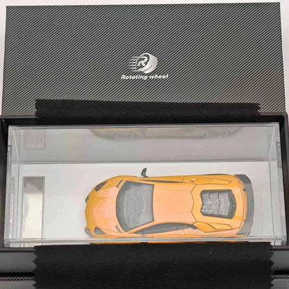 Rotating Wheel 1:64 Aventador S Rowen Supercar Yellow Diecast Alloy Collectible Model Car