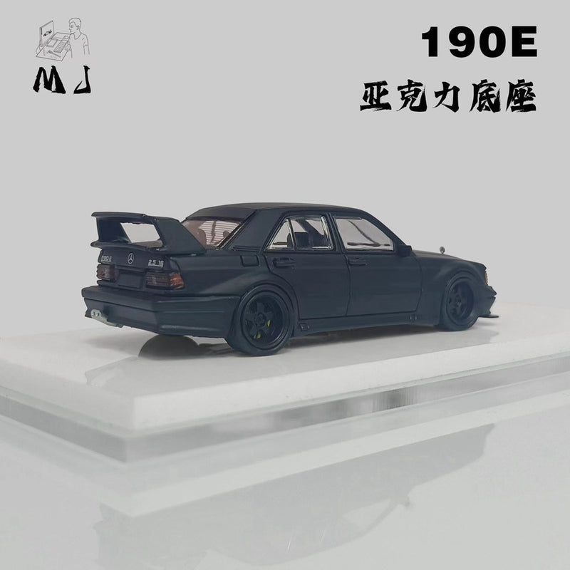 Fine Works 1:64 Mercedes Benz 190E Miniature Diecast Toys Car Models Collection Gifts Matte Black Limited 499