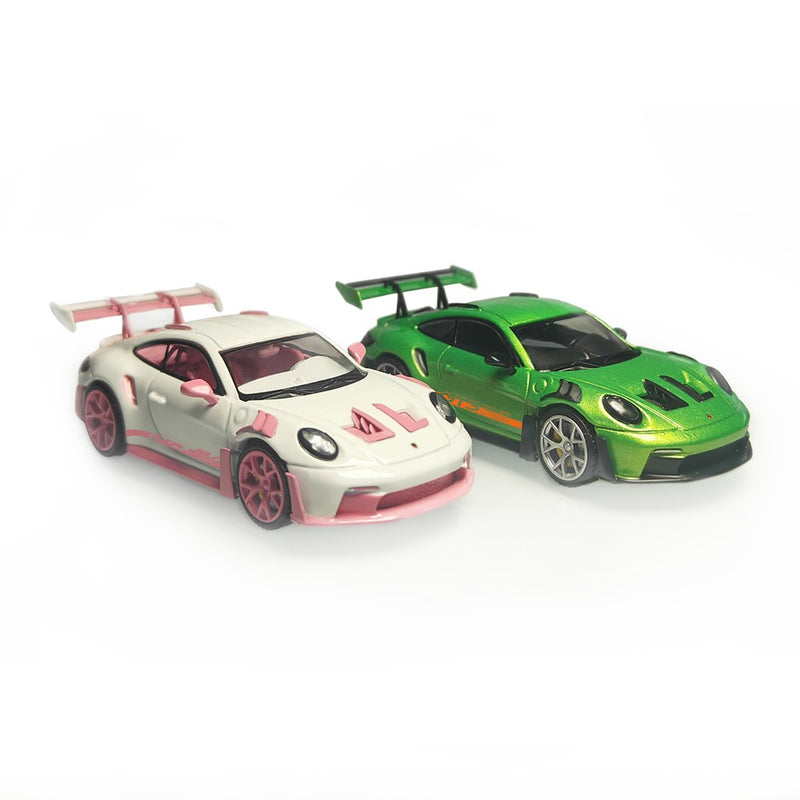 MJ 1:64 Porsche 911 992 GT3 RS Christmas Scene Diecast Toys Car Models Miniature Hobby Collection Gifts