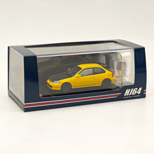 1/64 Hobby Japan Honda Civic Type-R (EK9) Personnalisé avec moteur Voiture moulée sous pression Collection limitée Auto Jouets Cadeau Jaune