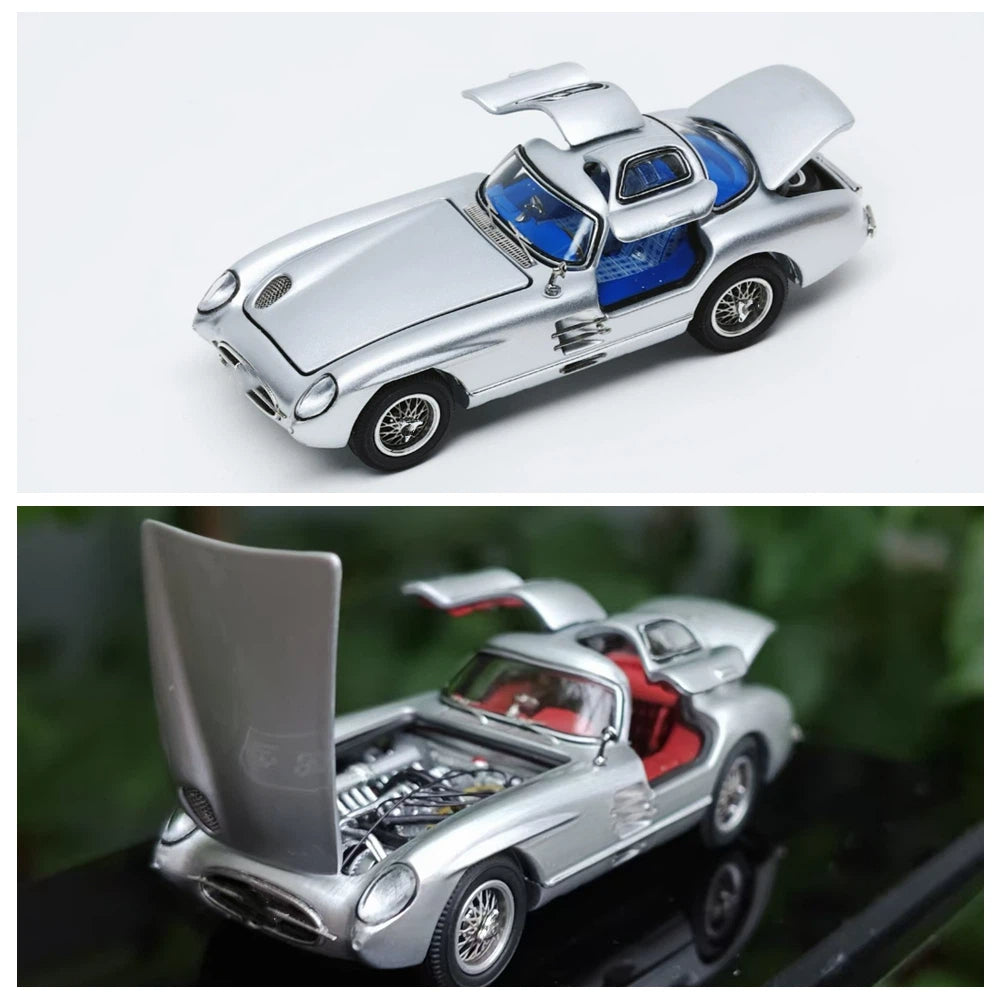 YS Model YS 1:64 300SLR Uhlenhaut Silver Diecast Model Car Limited Edition Collectible