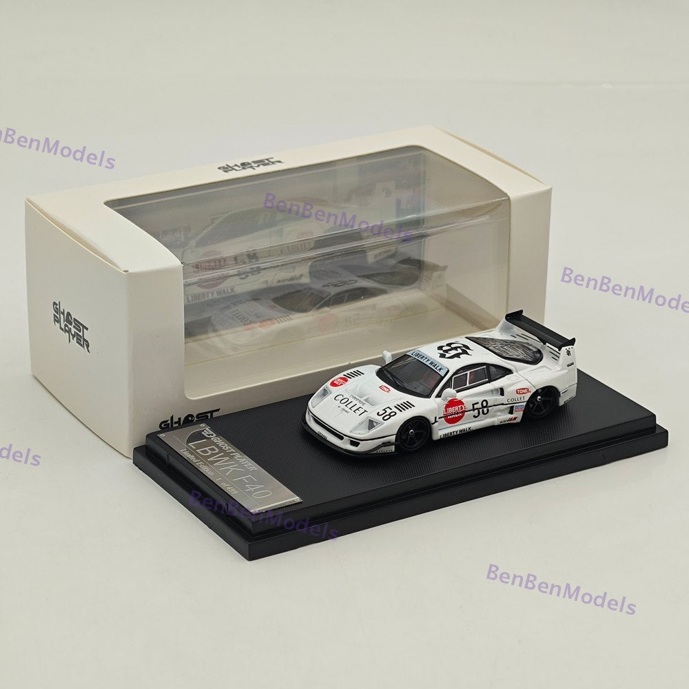 1/64 Ghost Player LBWK F40 #58 White Racing Sports Model Diecast Metal Car