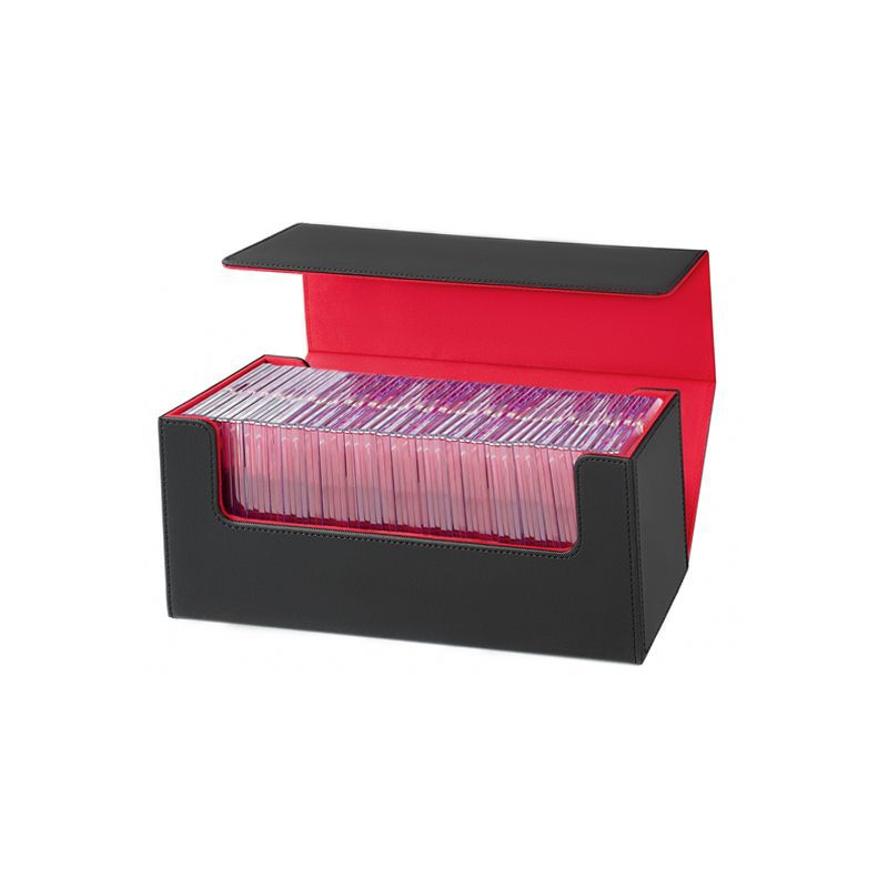 Large Capacity Magnetic PU Card Storage Box Holds 37 PT Card Slabs Toploaders Portable Deck Case for TCG Sports Trading Card