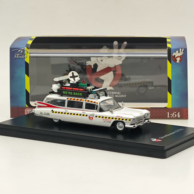 Modèle réduit de voiture miniature moulé sous pression Cadillac Ghostbusters ECTO-1A à l'échelle 1/64 