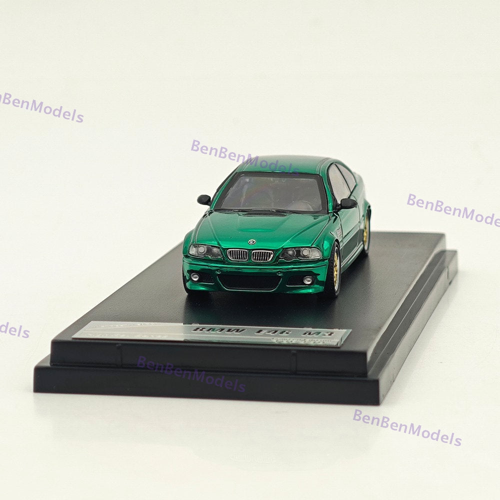 1:64 SW M3 E46 Chrome Green Coupe Racing Sports Model Diecast Metal Car Limited Collection
