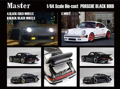 Master 1:64 pour Porsche 930 Turbo Black Bird Jouets moulés sous pression Modèles de voitures Collection Cadeaux Édition limitée 