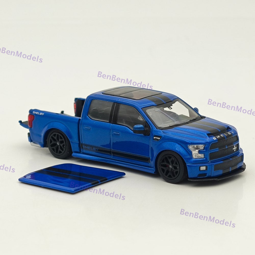 Funny Model 1/64 Ford SHELBY F-150 Shelby Super Snake Pickup Diecast Model Blue