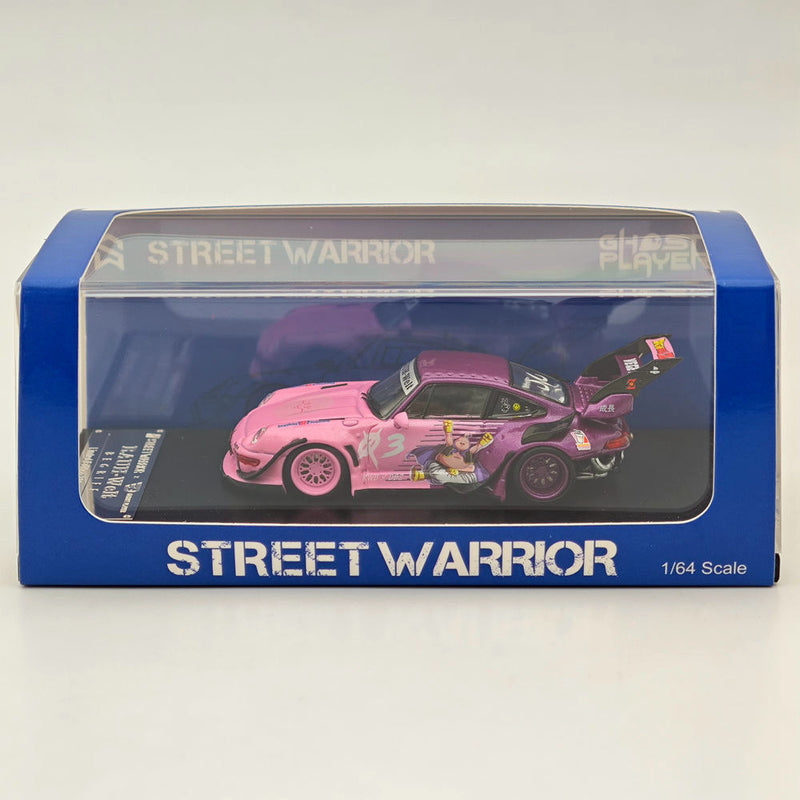 Street WARRIOR SW 1:64 Dragon Ball RWB 993 911 Racing Sports Pink Model Diecast Metal Car Collection