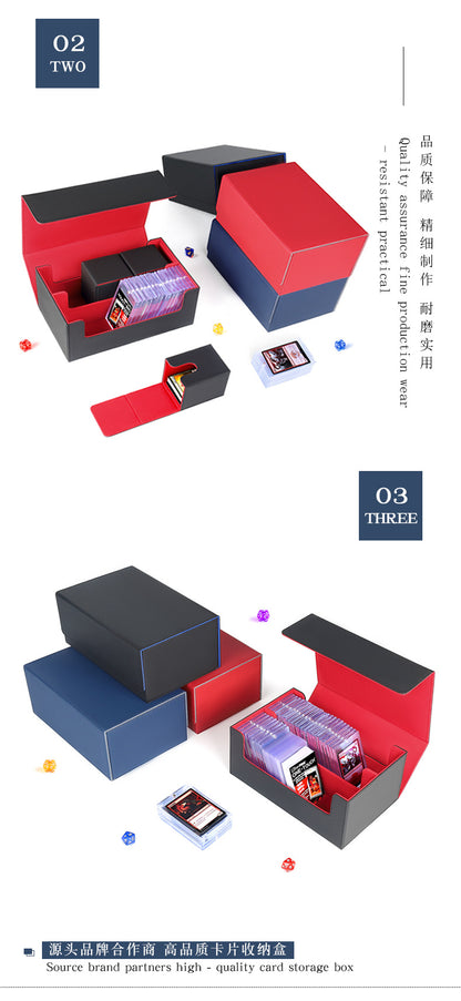 Magnetic PU Dual Compartment Card Storage Box Large Capacity for PTCG CCG OCG TCG 35PT Card Slabs