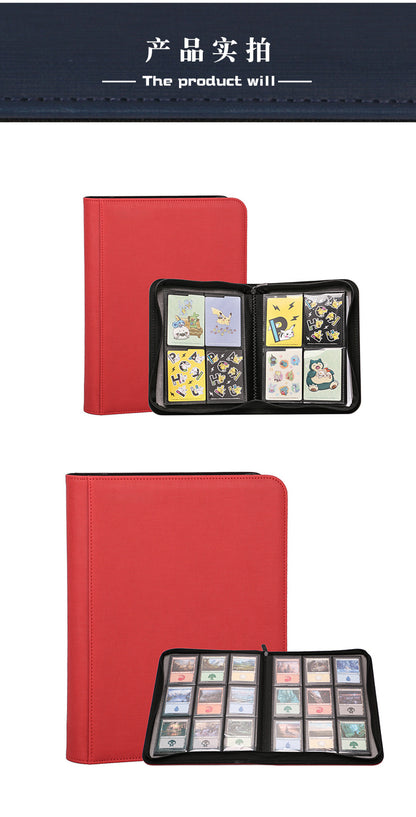 Multi Pocket PU Leather Zipper Card Album for PTCG CCG OCG TCG Sports Trading Cards Storage