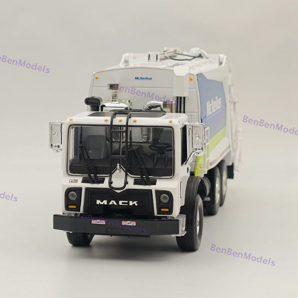 1/34 FIRST GEAR Mack TerraPro McNeilus Rear Load Refuse Truck & Two Trash Carts