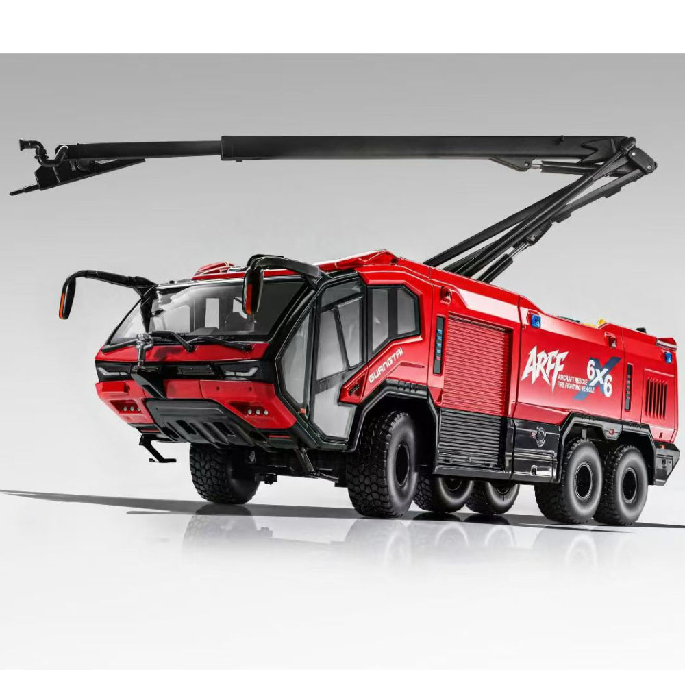 Guangtai 1/50 ARFF 6X6 Airport Main Fire Truck Red Black Alloy Model Gift Collection Moving Details