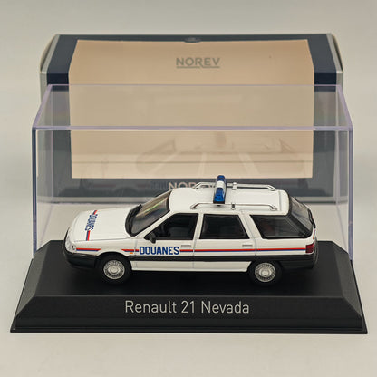1/43 Norev Renault R21 Nevada Sw Station Wagon Douanes 1993 modèle moulé sous pression blanc