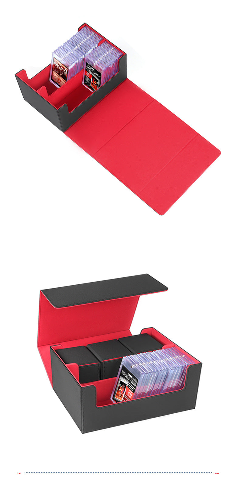 Magnetic PU Dual Compartment Card Storage Box Large Capacity for PTCG CCG OCG TCG 35PT Card Slabs