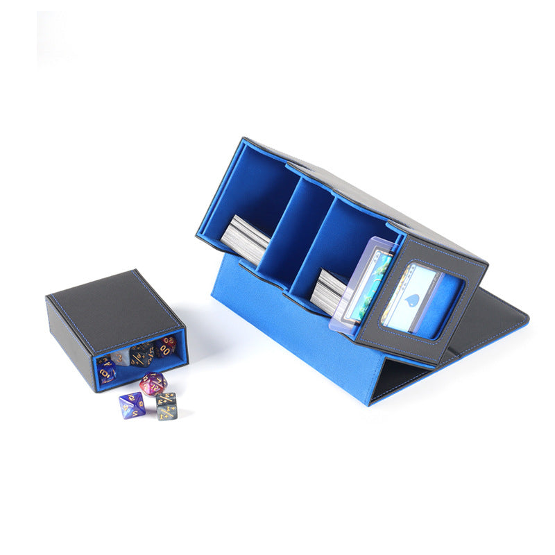 Dual Grid Magnetic Flip Card Box Grid Texture PU Card Holder Portable Trading Card Organizer Storage Box