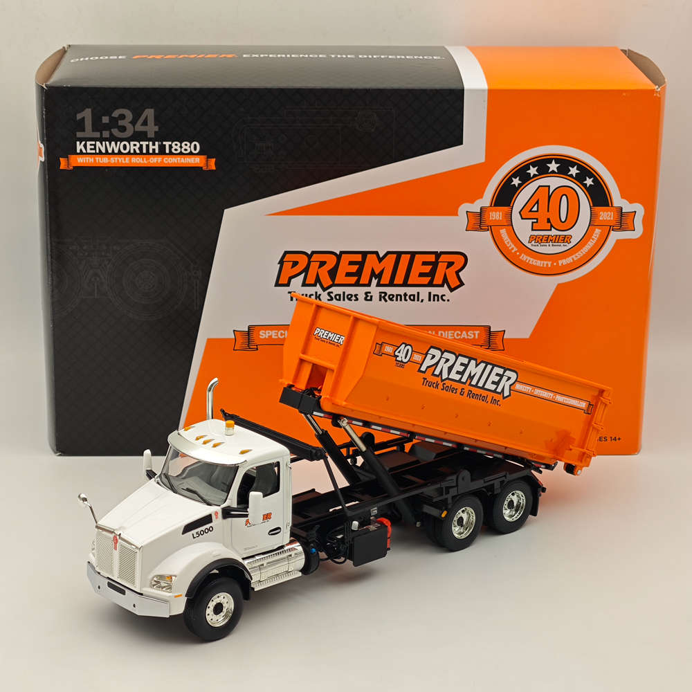 FIRST 1/34 KENWORTH T880 WITH TUB-STYLE ROLL-OFF CONTAINER 10-4241 DIECAST Truck