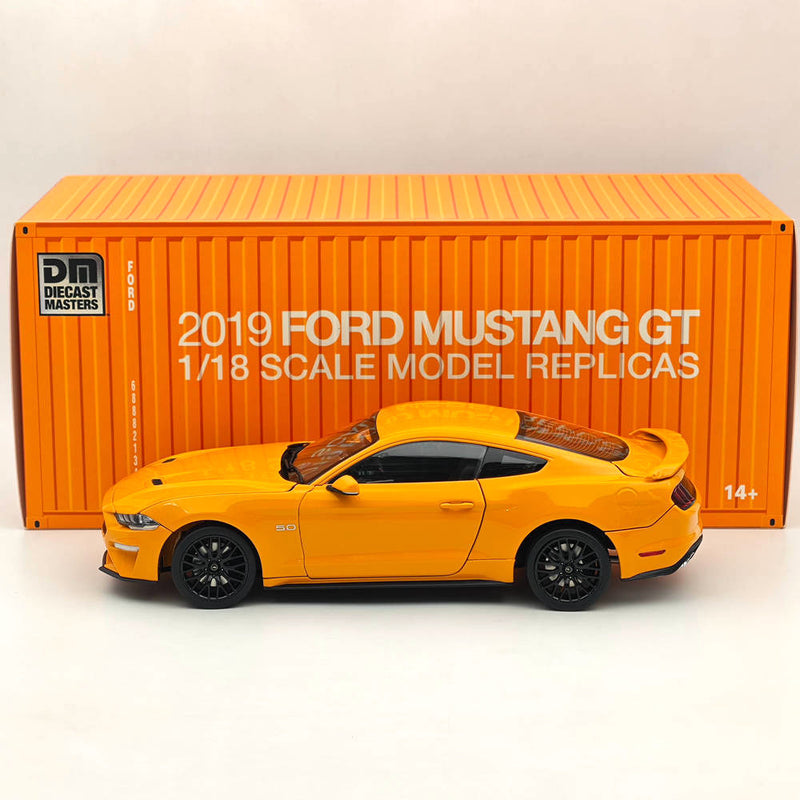 DM 1/18 Scale Model Replicas Ford Mustang GT 2019 Orange Fury RHD Diecast Car Miniature Hobby Gifts