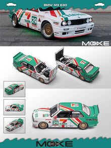 MOKE 1:64 Alloy Model - E30 M3 DTM - style. 1992 SPA 24 Hrs Winner No.5 Livery, 7 - Eleven Livery, 1991 Macau PLATZ "WATSON S" PIRRO #6 Livery, All with Openable Hood, for 14+ Hobbyists