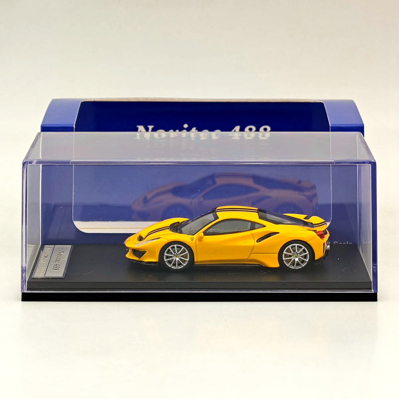 1:64 Ichilan Ferrari Novitec 488 Pista Yellow Super Racing Sports Model Diecast