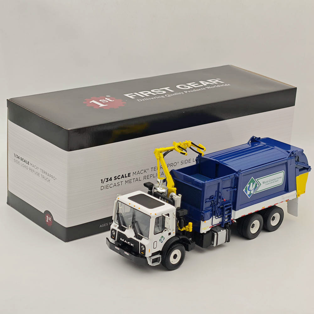 First Gear 1:34 Mack TerraPro Side Load Refuse Truck Blue 10-4167 Diecast Truck