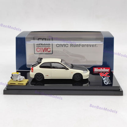 1/64 Hobby Japan Civic TYPE R (EK9) With Engine Display Model HJ642016EW White