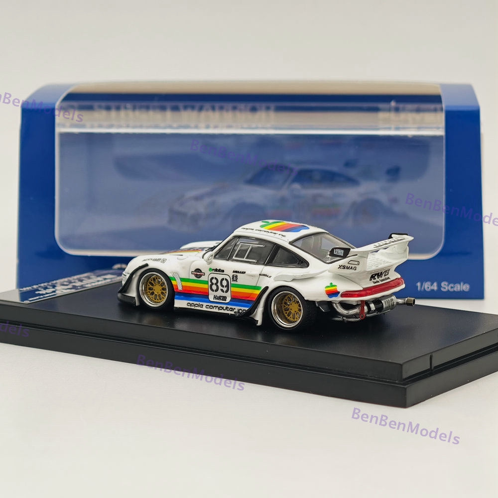 1:64 SW White 911 RWB 993 Apple #89 Racing Sports Model Diecast Metal Car