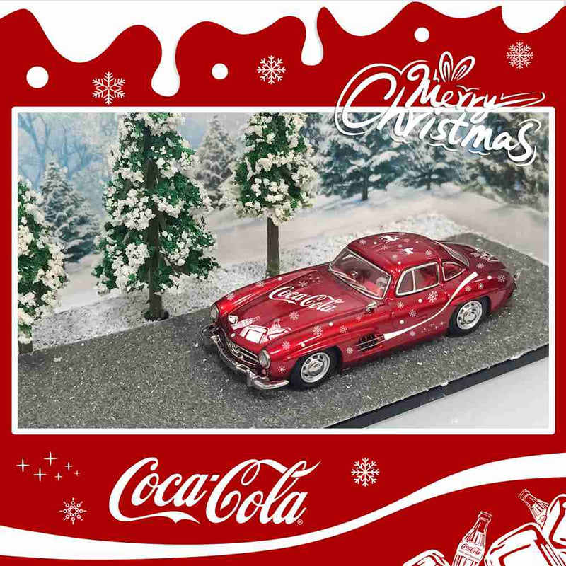 Seeker 1:64 Mercedes Benz 300SL Alloy Car Model Christmas Painting Collection Diecast Toys Car Miniature Hobby Gifts