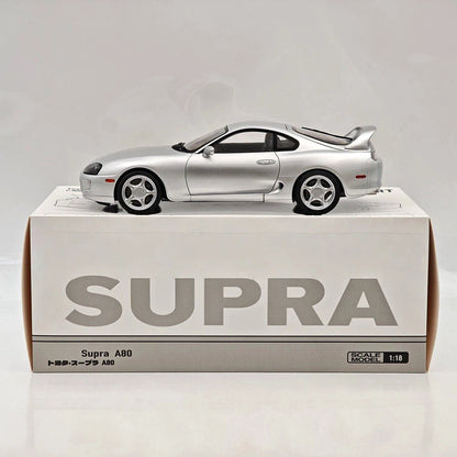 WHELART 1/18 Supra A80 RHD Silver Coupe Full-open type Diecast Model Car Limited Collection