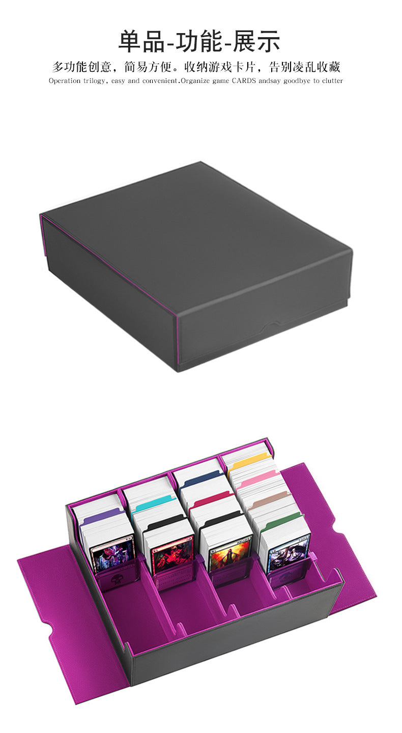 Large Capacity 4 Slot Magnetic PU Trading Card Storage Box Multi Compartment Organizer For TCG Collectible Cards