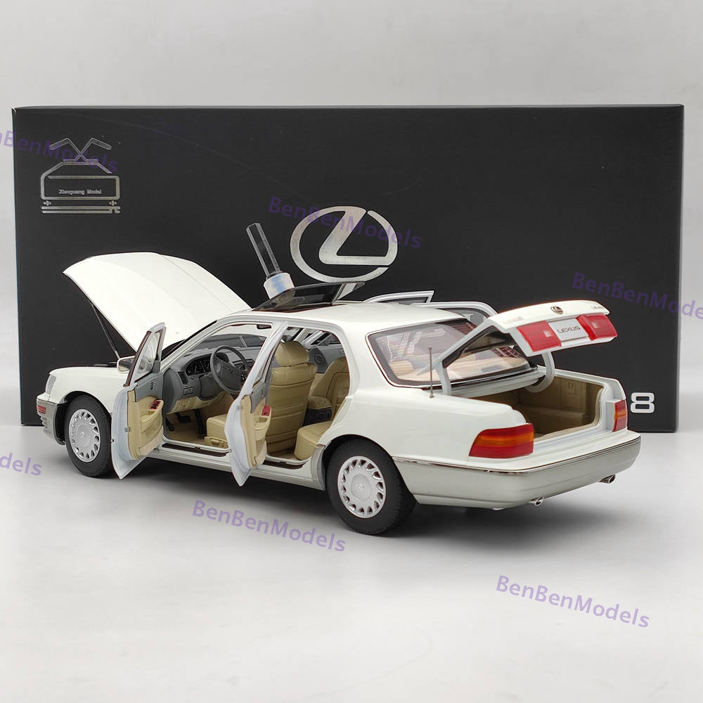 1/18 Toyota Lexus LS400 First Generation White Diecast Model Car Collection Open