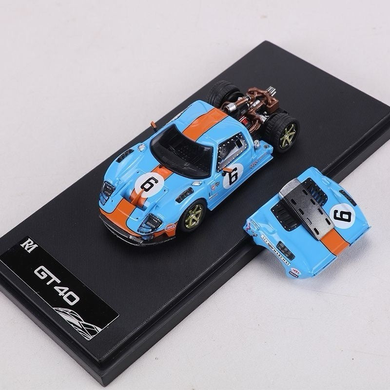 RM 1:64 GT40 Racing Diecast Toys Car Model - Magnetic Hood Collectible gift Blue